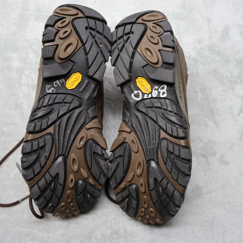 Merrell Boots Mens 10 Brown Leather M Select DRY Vibram Hiking Moab Adventure